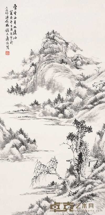 萧俊贤 山水 册页 74×36cm